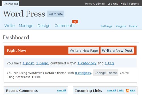 Wordpress 2.5 Vorschau