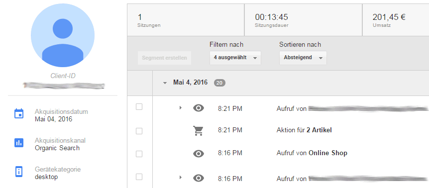 Nutzer-Explorer Nutzerbericht in Google Analytics